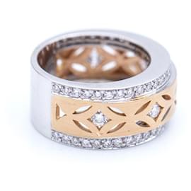 Autre Marque-Two-tone ring with diamonds-Silvery,Golden