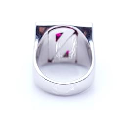 Autre Marque-White Gold Ring with Diamonds and Rubies-White