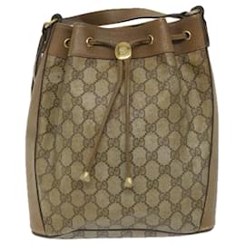 Gucci-GUCCI GG Canvas Web Sherry Line Shoulder Bag PVC Leather Beige Green Auth 56288-Red,Beige,Green