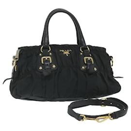 Prada-Prada Hand Bag Nylon 2way Black Auth ki3644-Black
