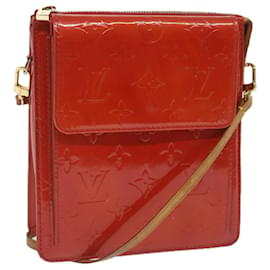 Louis Vuitton-LOUIS VUITTON Monogram Vernis Motto Accessoire Pochette Rouge M91137 LV Auth bs9588-Rouge