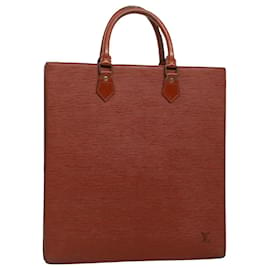 Louis Vuitton-LOUIS VUITTON Epi Sac Plat Hand Bag Brown M52073 LV Auth 58729-Brown