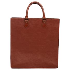 Louis Vuitton-LOUIS VUITTON Epi Sac Plat Hand Bag Brown M52073 LV Auth 58729-Brown
