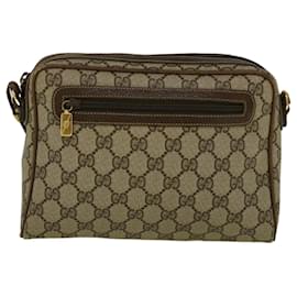 Gucci-GUCCI GG Canvas Shoulder Bag PVC Leather Beige Brown Auth 57299-Brown,Beige