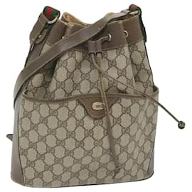Gucci-GUCCI GG Supreme Web Sherry Line Shoulder Bag Beige Red 41 02 033 auth 58764-Red,Beige