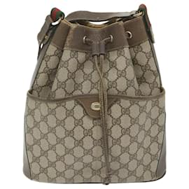 Gucci-GUCCI GG Supreme Web Sherry Line Shoulder Bag Beige Red 41 02 033 auth 58764-Red,Beige