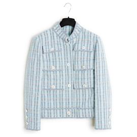 Chanel-20C Jacket FR40/42 Jacket Cotton Tweed Blue-Blue