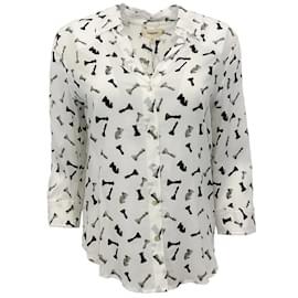 L'Agence-L'Agence White / Black Chess Piece Camille Blouse-White
