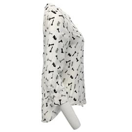 L'Agence-L'Agence White / Black Chess Piece Camille Blouse-White