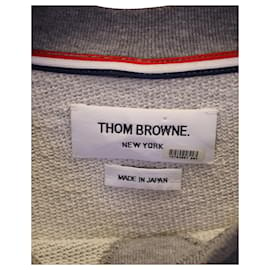 Thom Browne-Thom Browne 4-Felpa Girocollo Bar in Cotone Grigio-Grigio