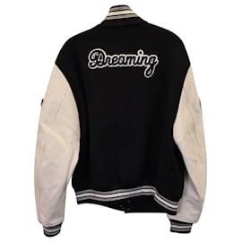 Louis Vuitton-Louis Vuitton Varsity Jacket in Black and White Cotton and Leather-Black