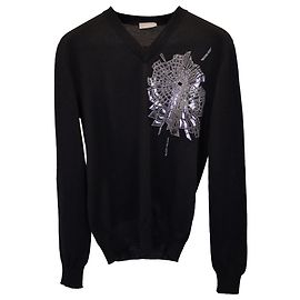 Dior-Pullover „Broken Heart“ aus zerbrochenem Glas aus schwarzer Wolle Schwarz