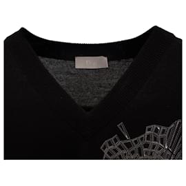 Dior-Dior-Pullover „Broken Heart“ aus zerbrochenem Glas aus schwarzer Wolle-Schwarz