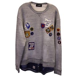 Dsquared2 Sweatshirt mit besticktem Abzeichen aus grauer Baumwolle Grau