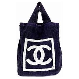 Chanel-Strandtasche aus Baumwolle-Lila