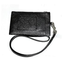 Balenciaga-Leather Card Case with Strap 616015-Black