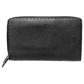 Fendi-Fendi Selleria Cartera de cuero con cremallera alrededor Cartera larga de cuero 7M0192 en buen estado-Negro