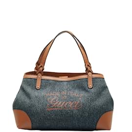 Gucci-Borsa tote in denim artigianale 348715-Blu
