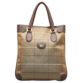 Burberry-Sac cabas en toile à carreaux-Marron