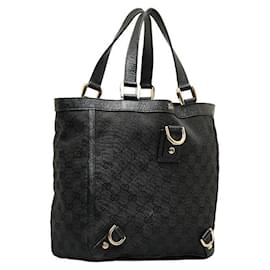 Gucci-Gucci GG Canvas Abbey D-Ring Tote Bag Canvas Tote Bag 130739 in Good condition-Black