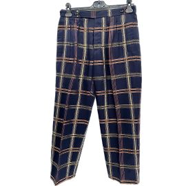Pantaloni Etro T.IT 44 Seta Blu navy