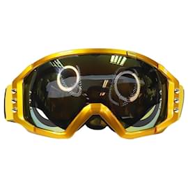 Fendi-Gold logo strap ski goggles-Golden