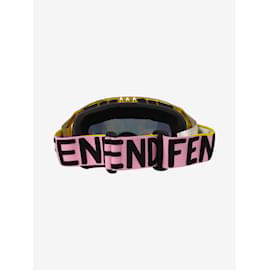Fendi-Gold logo strap ski goggles-Golden