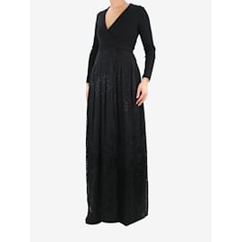 Diane Von Furstenberg-Black tonal patterned wrap dress - size UK 10-Black