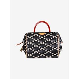 Louis Vuitton-Black Doc Malletage leather top handle bag-Black