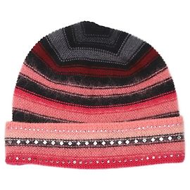Sonia Rykiel Berretto a righe ingioiellato rosa e nero Rosa