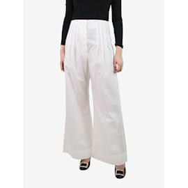 Brunello Cucinelli-White pleated wide-leg trousers - size UK 10-White