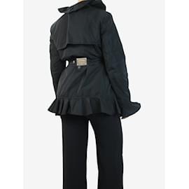Dolce & Gabbana-Black ruffled peplum short trench coat - size UK 14-Black