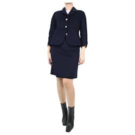 Autre Marque-Navy blue cropped jacket and skirt set - size UK 10-Blue