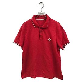 Polo Moncler à patchs rouge en coton Rouge