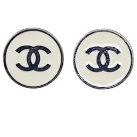 Chanel-Boucles d'oreilles à clip Chanel CC argentées-Argenté