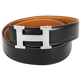 Hermès-Cinturón reversible Hermes Constance negro-Negro