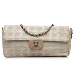 Chanel-Chanel Marrone Nuova Linea da Viaggio East West Patta-Marrone,Beige