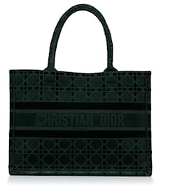 Dior-Dior Green Medium Velvet Cannage Book Tote-Green,Dark green