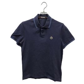 Polo Moncler Blu in Cotone Blu