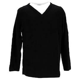 Balenciaga-Jersey Balenciaga con cuello en V de algodón negro-Negro