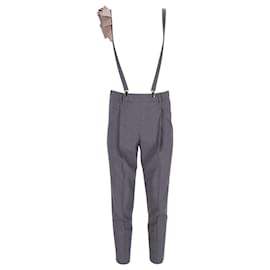 Brunello Cucinelli-Brunello Cucinelli Suspender Trousers in Grey Wool-Grey