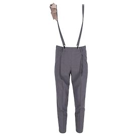Brunello Cucinelli Suspender Trousers in Grey Wool Grey