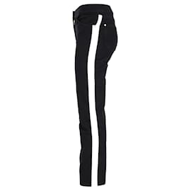 Balmain-Balmain Jeans Skinny Contrast Stripe em Algodão Preto-Preto