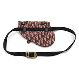 Dior-Oblique Canvas Saddle Belt Bag-Red