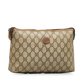 Gucci-Gucci GG Supreme Clutch Bag Canvas Clutch Bag 8901045 in Good condition-Brown
