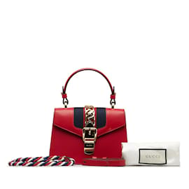 Gucci-Mini borsa a tracolla Sylvie in pelle 470270-Rosso