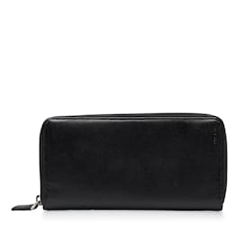 Prada-Portefeuille long en cuir avec fermeture éclair en cuir Saffiano Prada 2M1264 en bon état-Noir