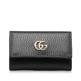 Gucci-Étui à clés en cuir GG Marmont 456118-Noir