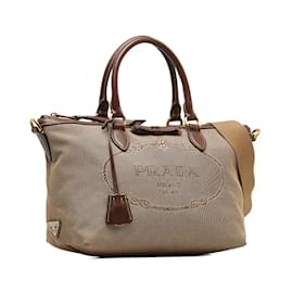 Prada-Canapa Logo Handbag 1BA104-Bronze