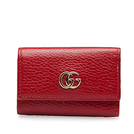 Gucci-Étui à clés en cuir GG Marmont 456118-Rouge